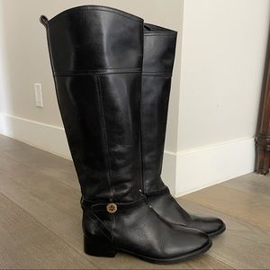 Tory Burch Tall Black Leather Boots